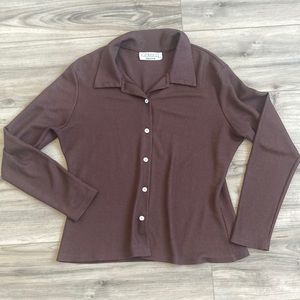 Brown button down top